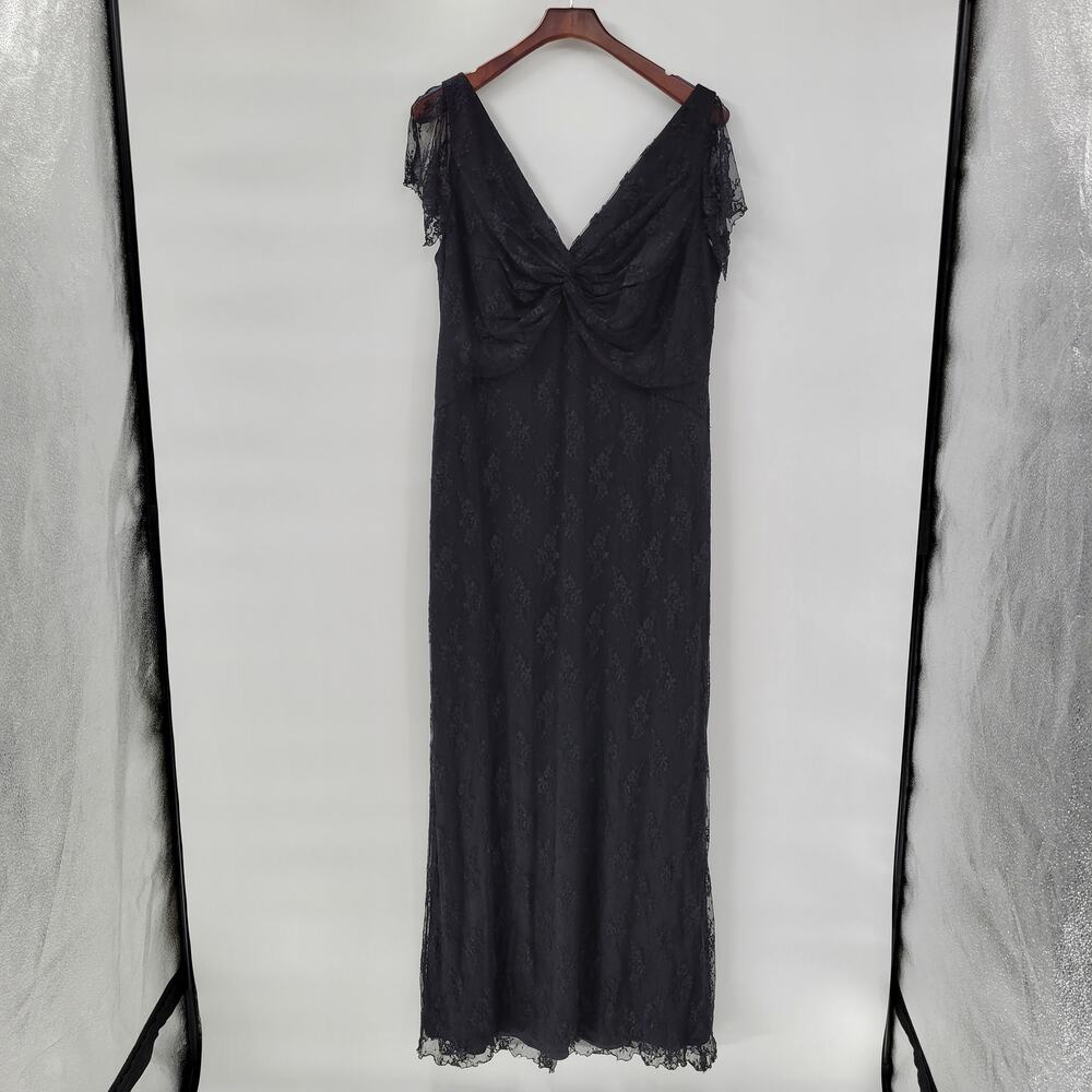 Watters & Watters Lace Formal Dress Womens 18 Black Bridal Whimsical Witchy Gown